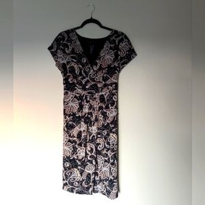 NWOT Axcess by Liz Claiborne Beige and Black Patterned Dress Size L